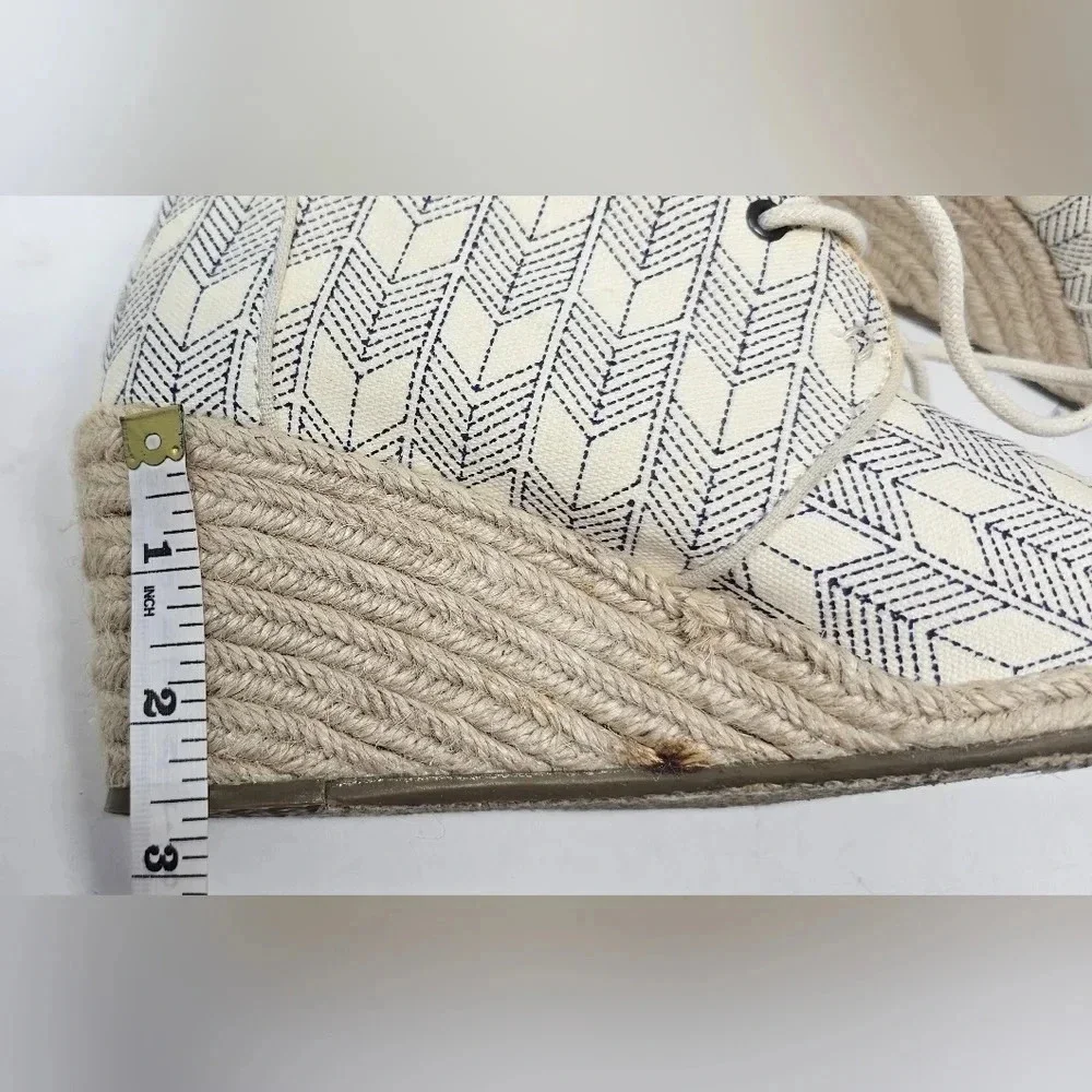TOMS Desert Wedge Ink Sashiko Espadrilles Ankle Booties Size 7.5